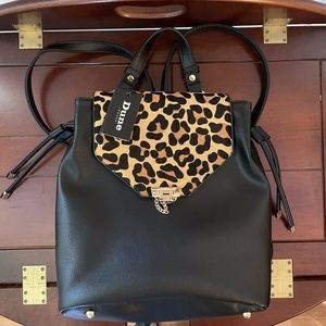 DUNE LONDON GENUINE CALF HAIR LEOPARD PRINT WOMEN'S HANDBAG BACKPACK.